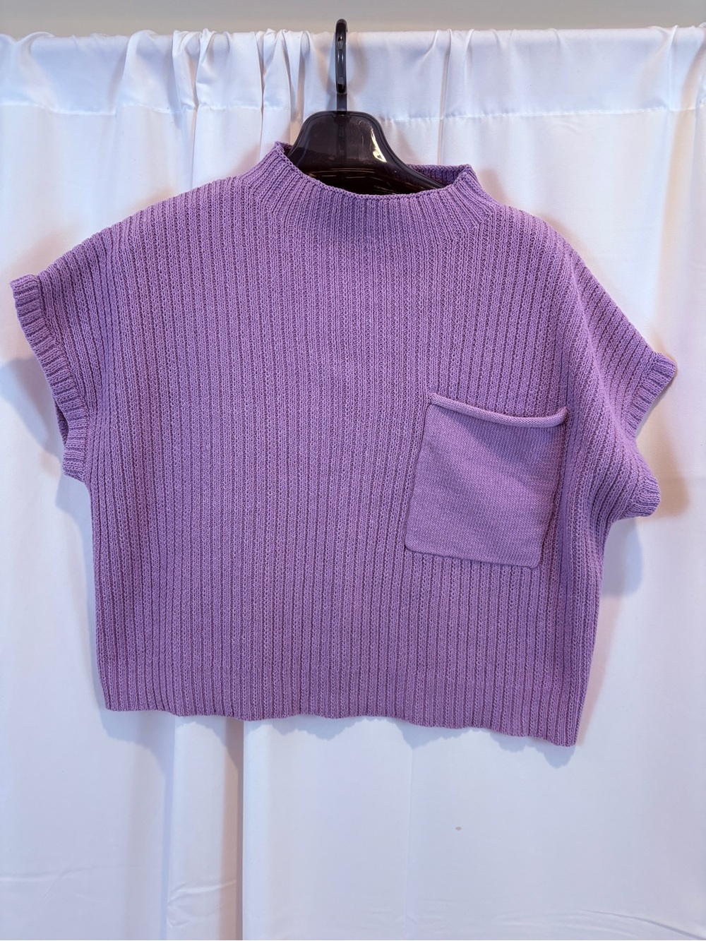 NEW ENTRO knit sweater inlavendar ribbed cotton sweater sz large
